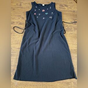 Vintage Black Floral Embroidered Dress